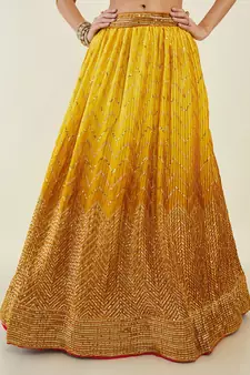 yellow sequins art silk lehenga set choli with dupatta 