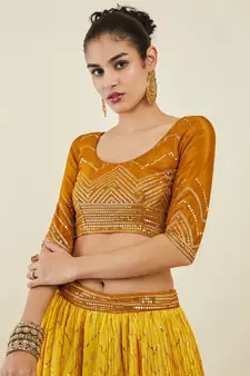 yellow sequins art silk lehenga set choli with dupatta 