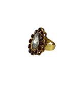 Brass Gold Platted  Copper Stone Studded  Ring With Adjustable