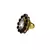 Brass Gold Platted  Black Stone Studded  Ring With Adjustable