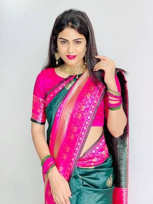 Green Colour Kylie Silk Saree With Handloom Weaving 5