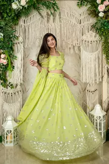 pista sequins georgette work lehenga set choli with dupatta 