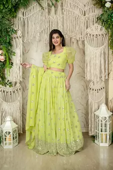 pista sequins georgette work lehenga set choli with dupatta 