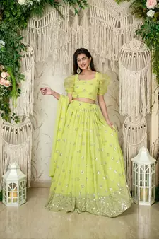 pista sequins georgette work lehenga set choli with dupatta 