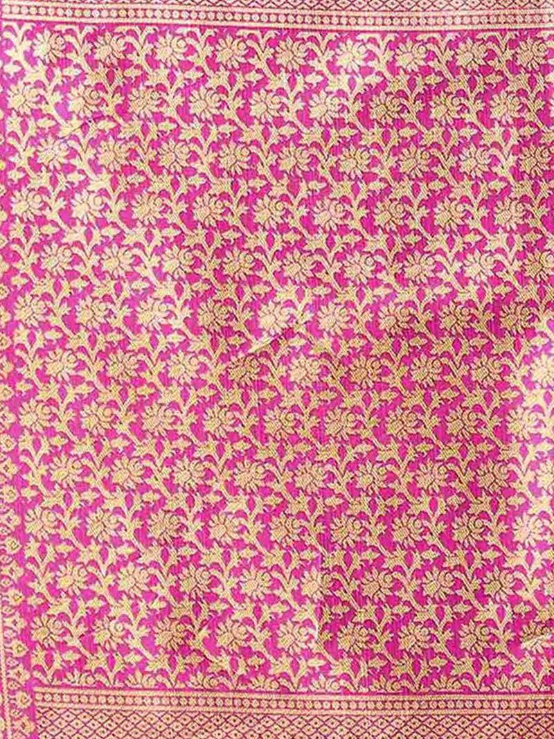 Grey & Pink Printed Art Silk Traditional-Sarees With Blouse