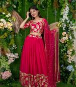 Sweet Rani Sequins Work Georgette Festive Wear Lehenga Choli Set