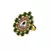 Brass Gold Platted  Green Stone Studded  Ring With Adjustable