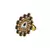 Brass Gold Platted  Green Stone Studded  Ring With Adjustable