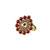 Brass Gold Platted  Red Stone Studded  Ring With Adjustable