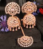 Rose Gold Plated Pink Stone Jhumka with Tikka 216ED686
