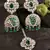 Rhodium Plated Hydro Green Stone Jhumka with Tikka 216ED695
