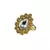 Brass Gold Platted  Green Stone Studded  Ring With Adjustable