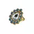 Brass Gold Platted  Blue Stone Studded  Ring With Adjustable