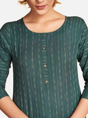 Fancy Green Blended Cotton Short Kurti Top 3