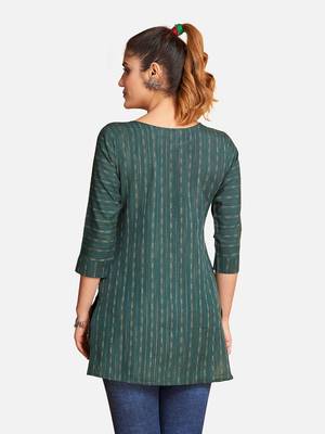 Fancy Green Blended Cotton Short Kurti Top 4