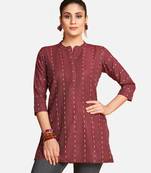 Fancy Maroon Blended Cotton Short Kurti Top