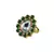 Brass Gold Platted  Green Stone Studded  Ring With Adjustable