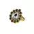 Brass Gold Platted  Green Stone Studded  Ring With Adjustable