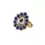 Brass Gold Platted  Blue Stone Studded  Ring With Adjustable