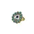 Brass Gold Platted  Blue Stone Studded  Ring With Adjustable