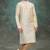 Beige hand woven jaquard kurta-pajama
