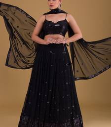 black organza sequin work lehenga