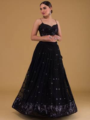 black organza sequin work lehenga 3