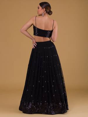 black organza sequin work lehenga 5