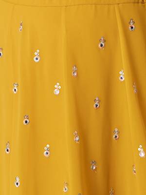  yellow embroidered georgette festive lehenga set choli with dupatta  6