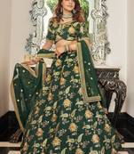 Wonderful Green Embroidered velvet Wedding Wear Lehenga Choli  