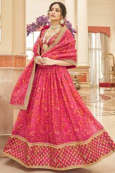 Wonderful Pink Embroidered Organza Wedding Wear Lehenga Choli  