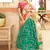 green & white embroidered art silk lehenga set choli with dupatta