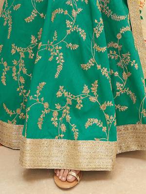 green & white embroidered art silk lehenga set choli with dupatta 7