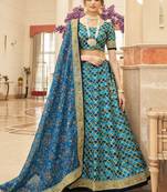 Wonderful Blue Embroidered Art Silk Wedding Wear Lehenga Choli  