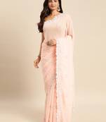 Kasee Fancy Designer Peach Georgette With Embellished Sequence Saree 