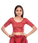 Taru Applique Flowers Floral Stretchable Lycra Blouse By Advi
