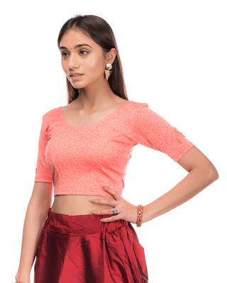 Taru Applique Flowers Floral Stretchable Lycra Blouse By Advi 2