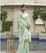 Green Kevaah Linen Fancy Styles Designer Linen Saree Collection