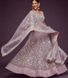 lilac embroidered net lehenga set choli with dupatta