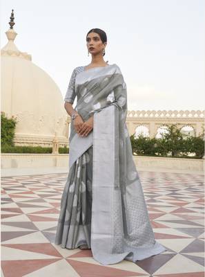 Grey Kevaah Linen Fancy Styles Designer Linen Saree Collection 1