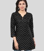 Black printed rayon short-kurtis