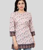 Pink printed crepe short-kurtis