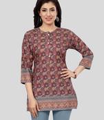 Multicolor printed crepe short-kurtis