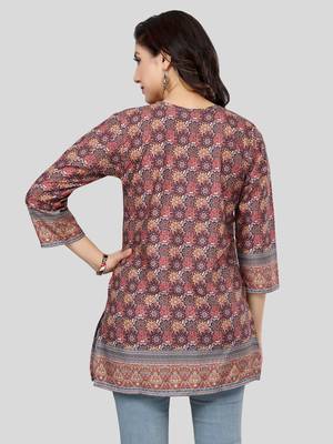 Multicolor printed crepe short-kurtis 2