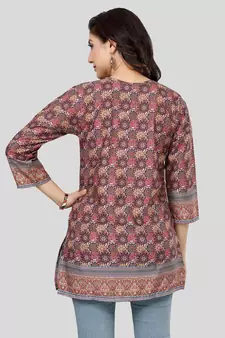 Multicolor printed crepe short-kurtis