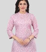 Pink printed crepe short-kurtis