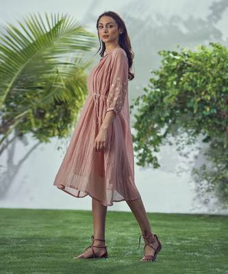 Baarik Pink Knee Length Dress 5