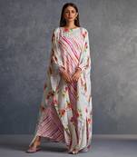 Blossom Pink Floral Cape With Stripes Dress