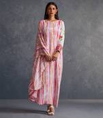 Blossom Pink Assymetrical Stripes Dress