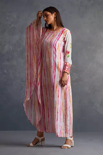 Blossom Pink Assymetrical Stripes Dress